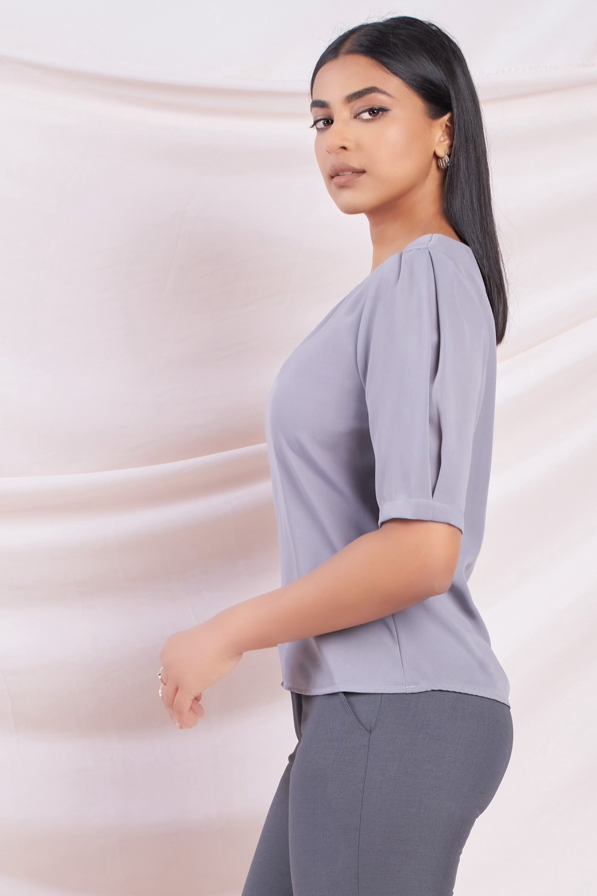 Pleated Sleeve Detail Blouse