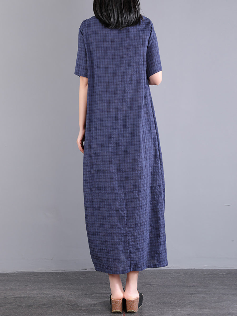 Plus Size Summer Plaid Dress for Women | Loose Fit | KL1026