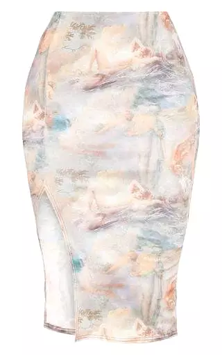 Print Split Midi Skirt - PLT Renaissance Collection