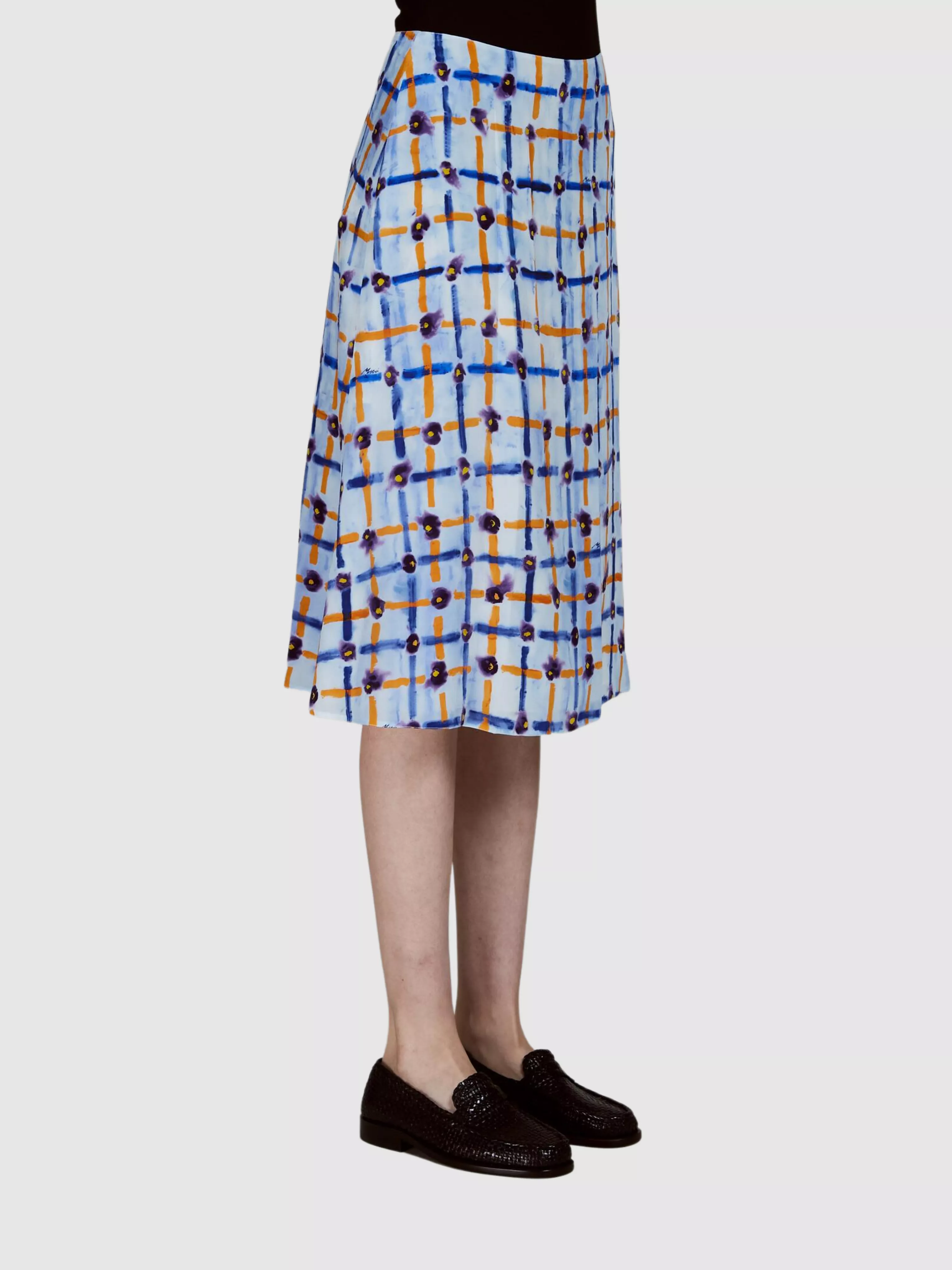 Printed Midi Skirt in Crepe de Chine