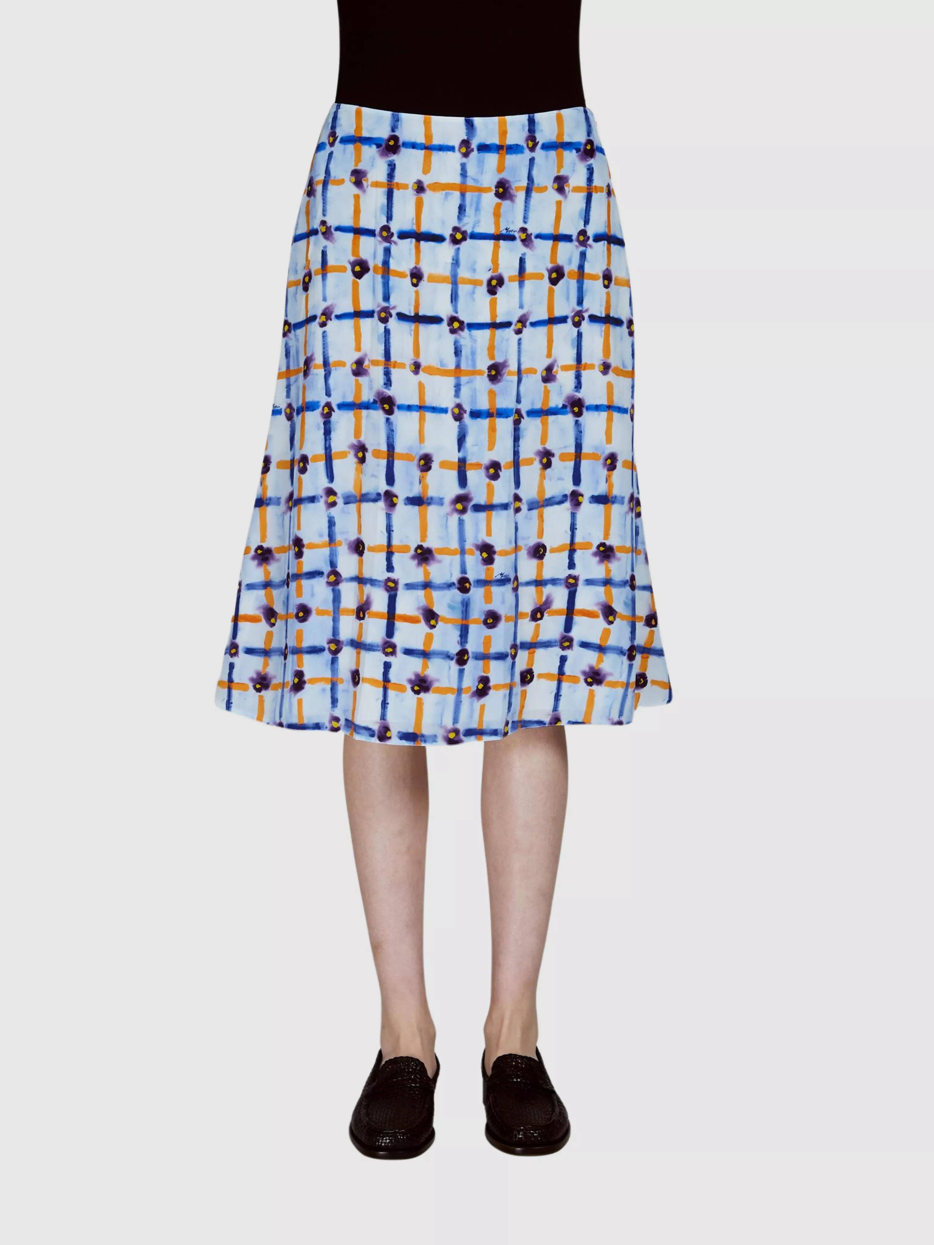 Printed Midi Skirt in Crepe de Chine