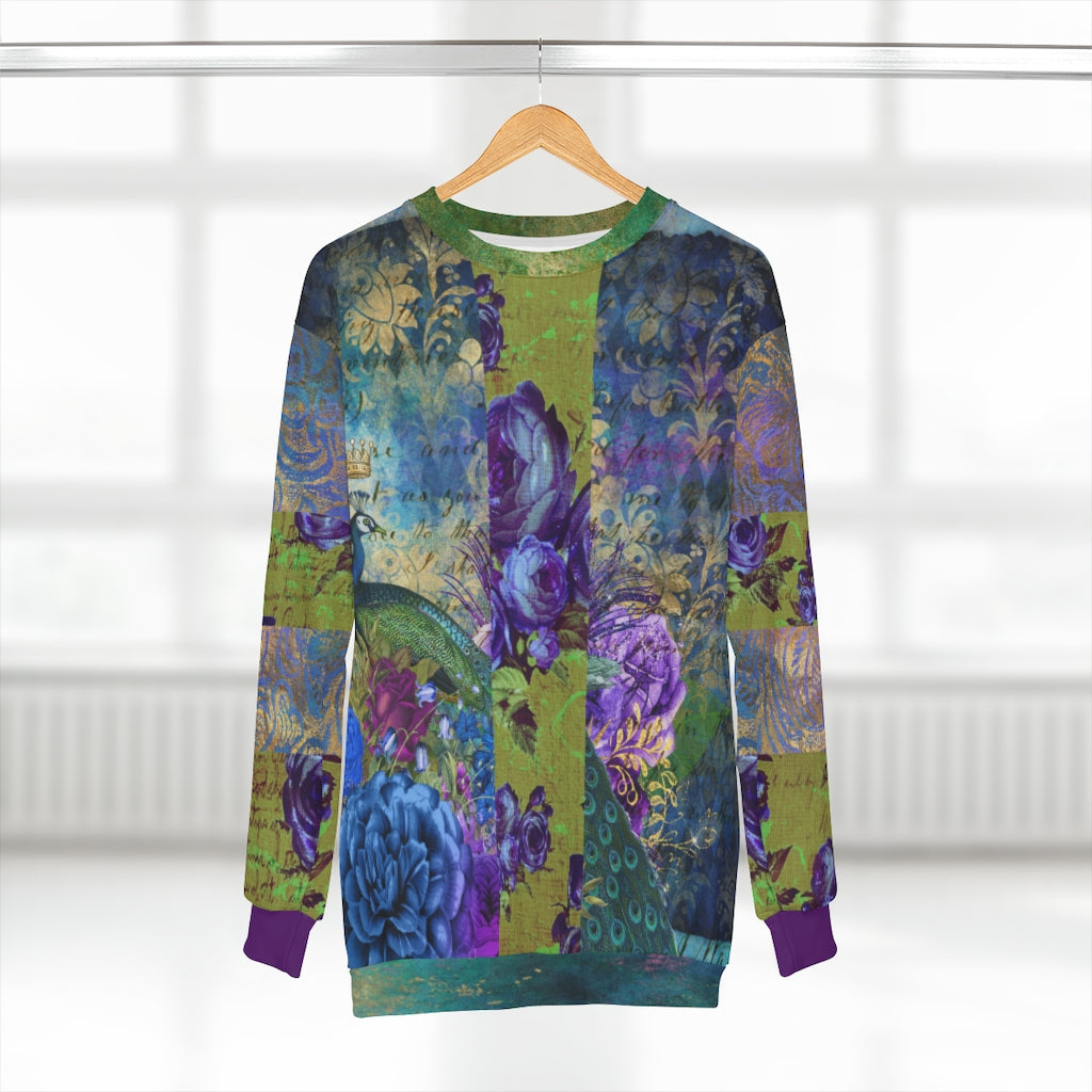 Purple Unisex Sweatshirt with Fusion Design.