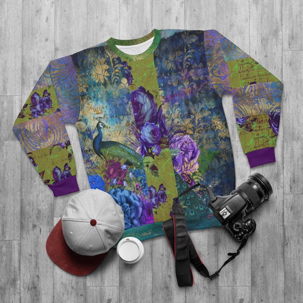 Purple Unisex Sweatshirt with Fusion Design.