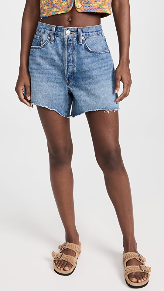 RE/DONE vintage-inspired high waisted denim shorts