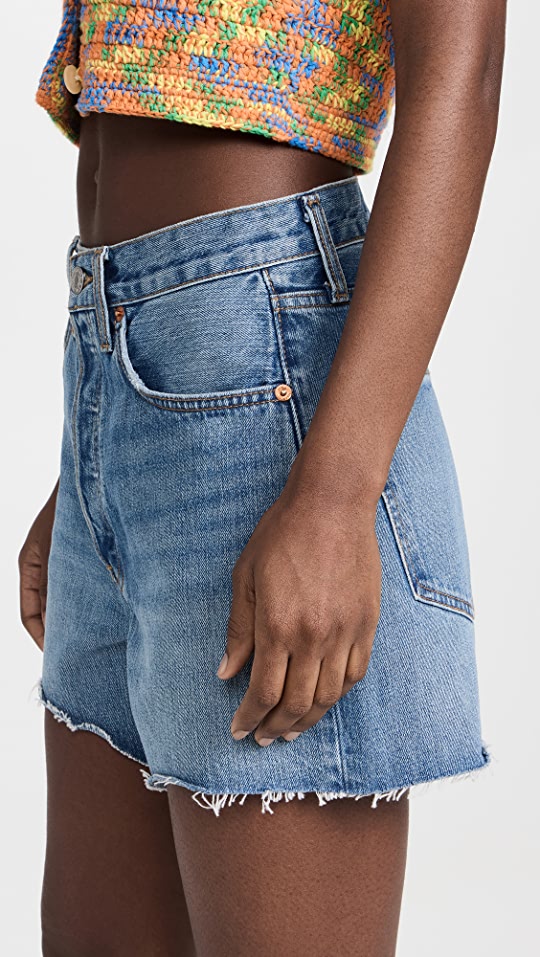 RE/DONE vintage-inspired high waisted denim shorts