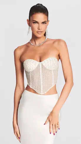 Retrofete Margery Embellished Bustier Top White