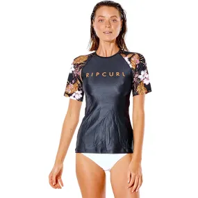 Rip Curl Playabella Relaxed Short Sleeve UV Shirt Women Black Gold