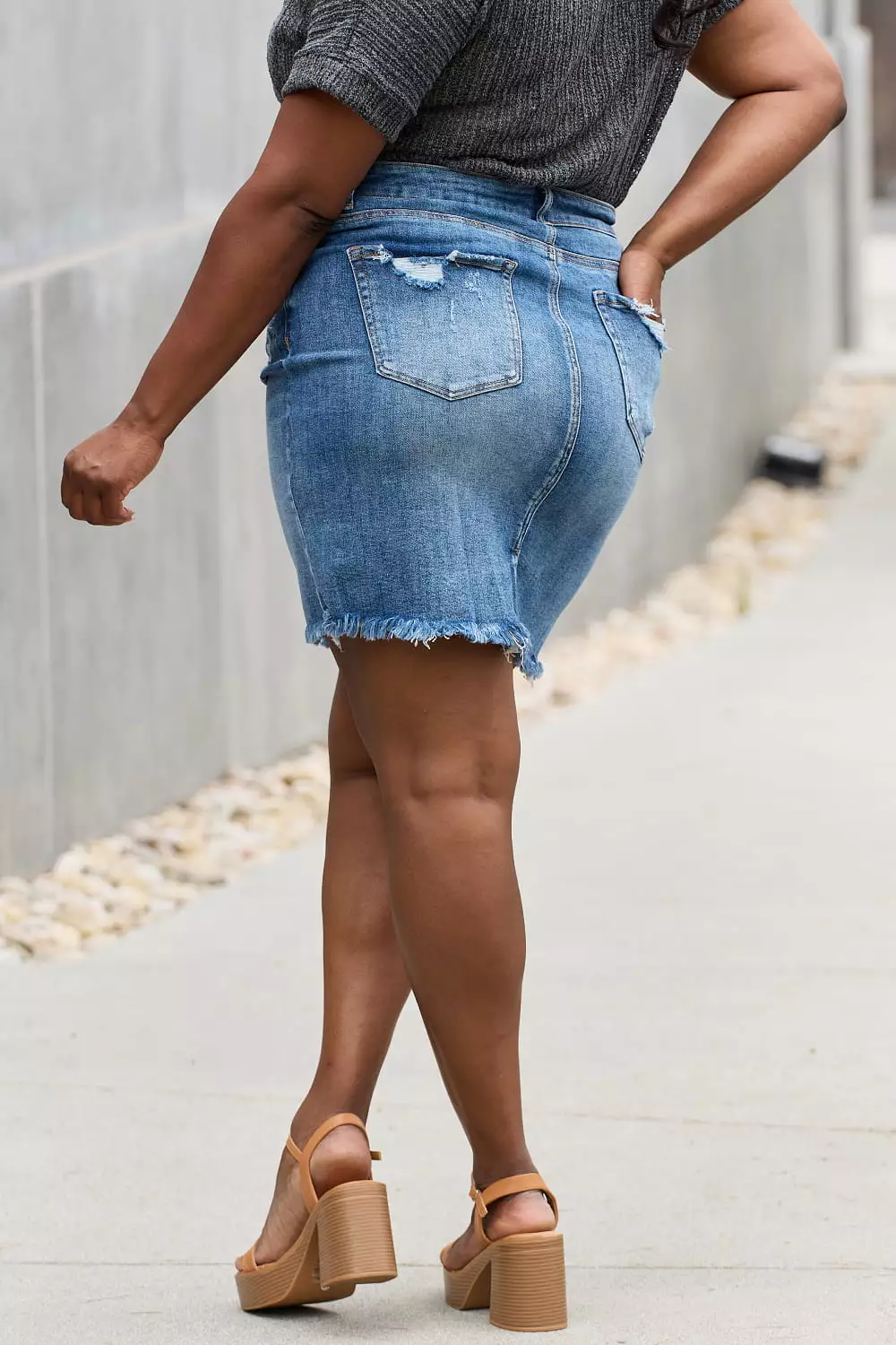 RISEN Denim Mini Skirt - Full Size.