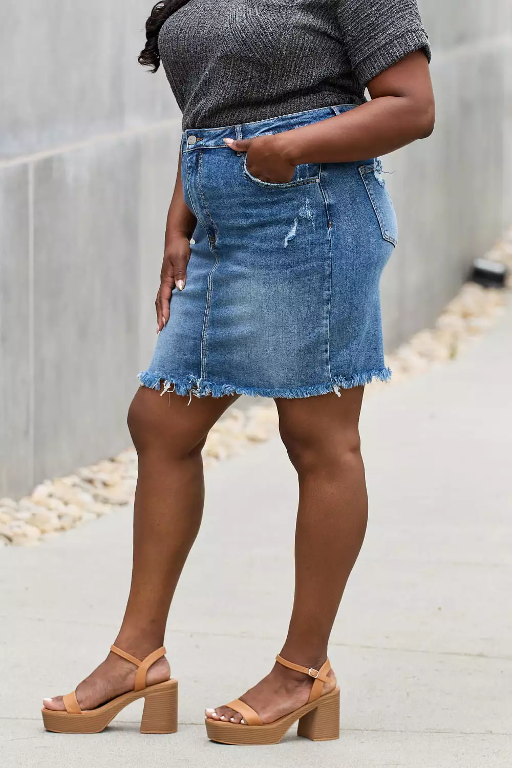 RISEN Denim Mini Skirt - Full Size.