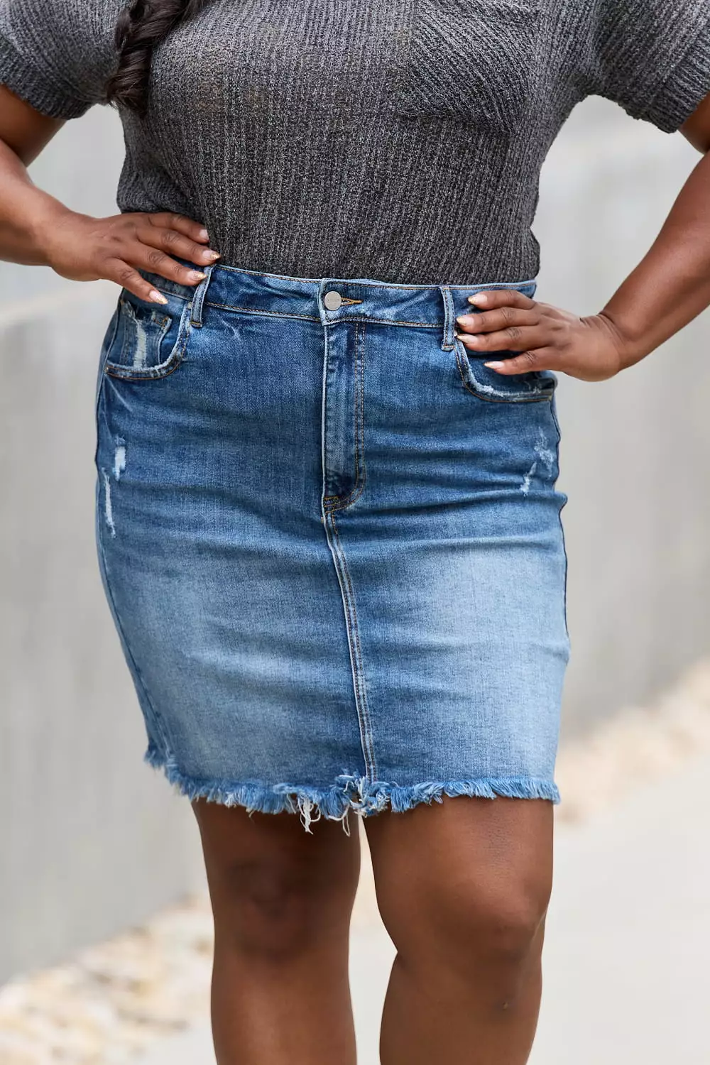 RISEN Denim Mini Skirt - Full Size.