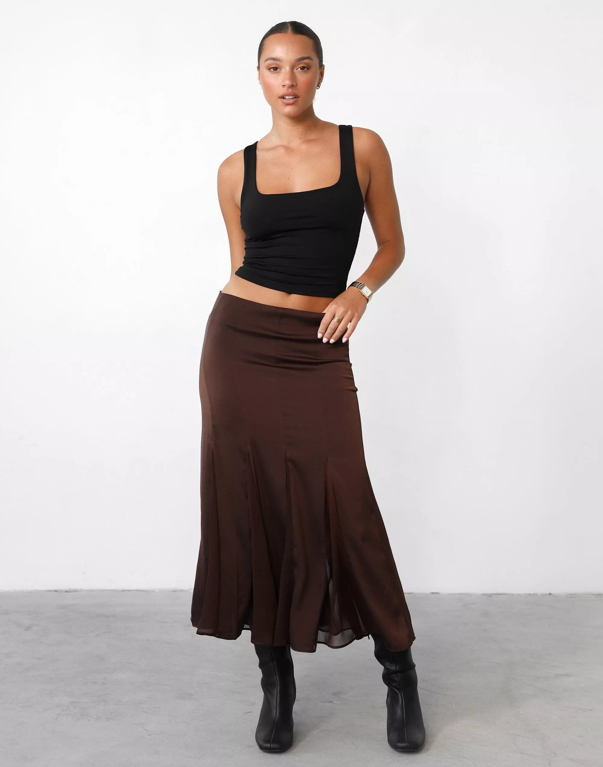 Rose Maxi Skirt (Chocolate) - By Lioness.