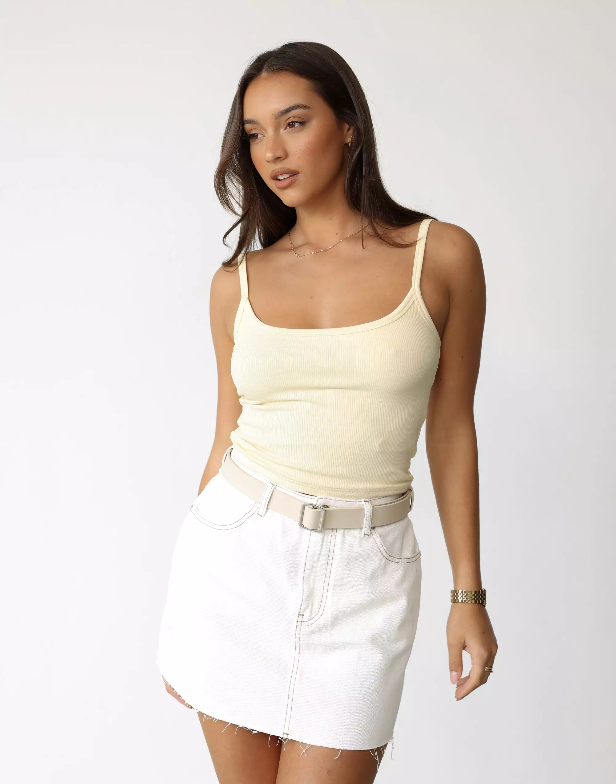 Rowan Denim Mini Skirt - Off White