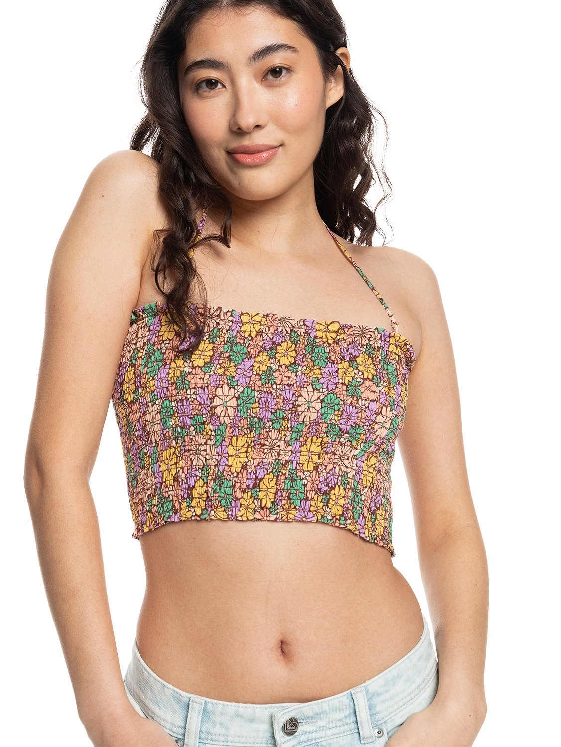 Roxy Women's Bandeau Bikini Top with Printed Warm Waters Design