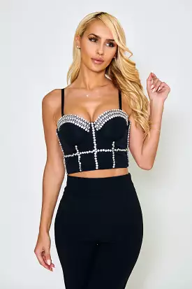 Ruby Rhinestone Corset Top - Black - Google SEO result: Black Ruby Rhinestone Corset Top | Shop Now for a Sexy Look!