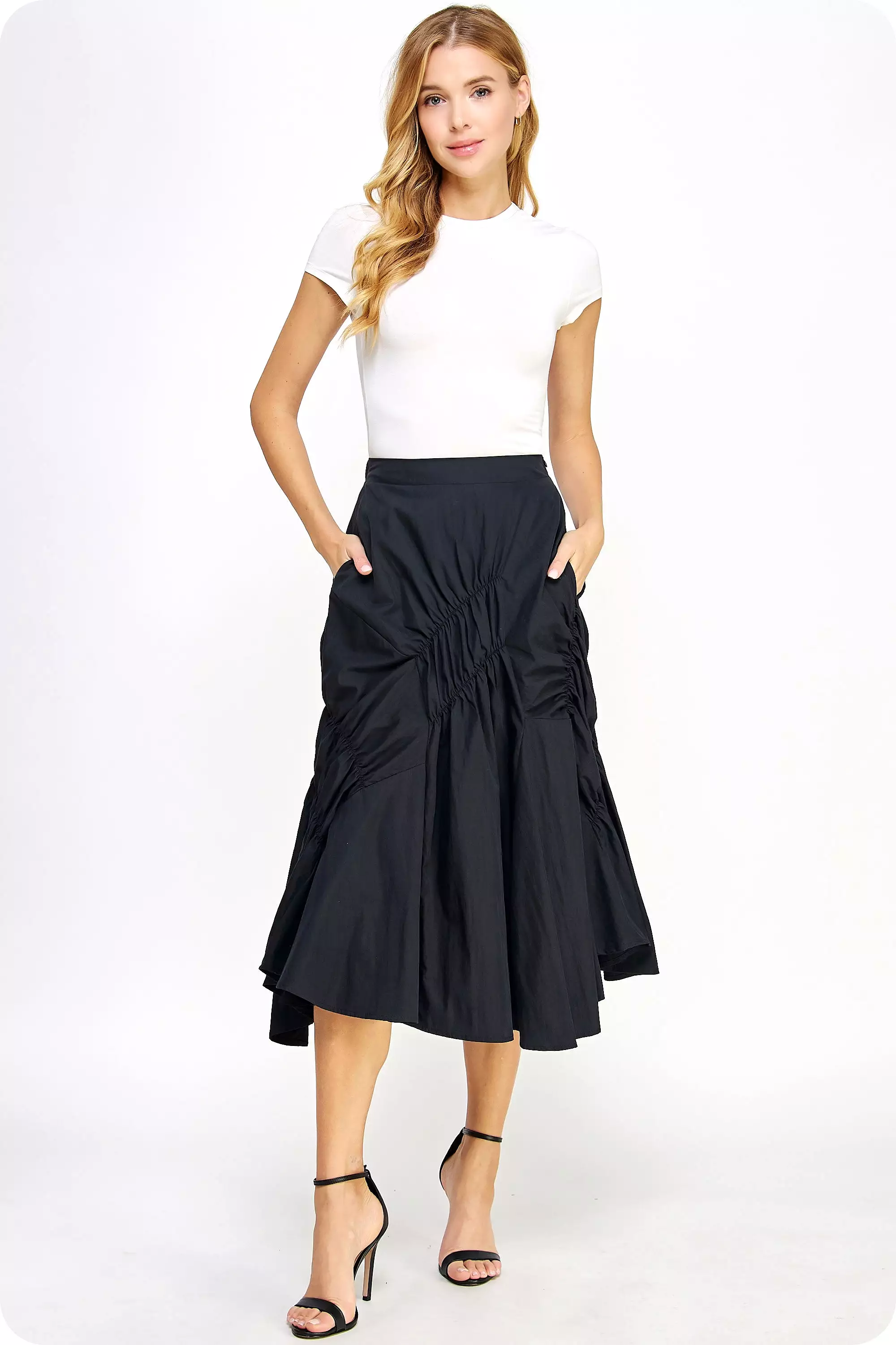 Ruched Midi Skirt