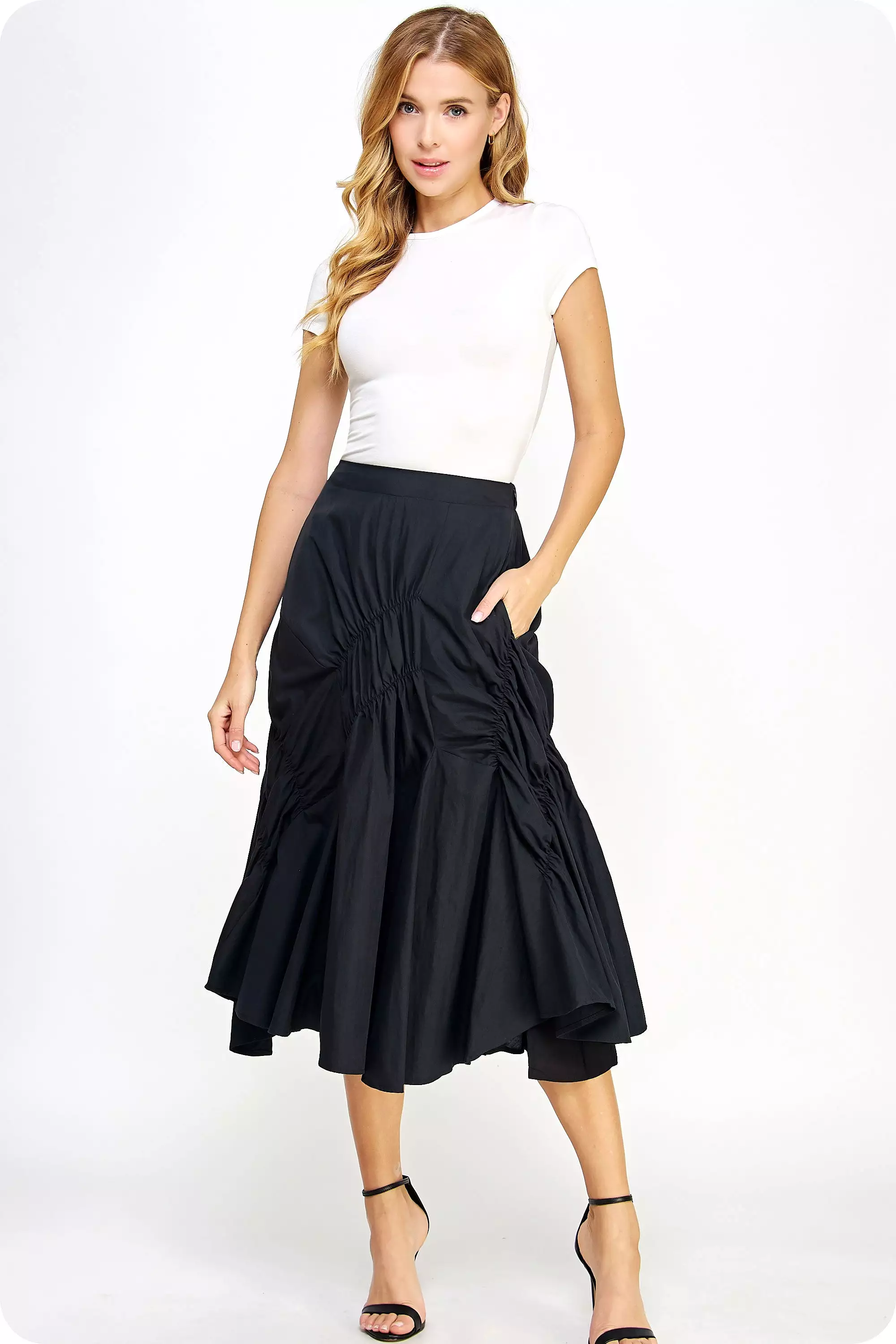 Ruched Midi Skirt