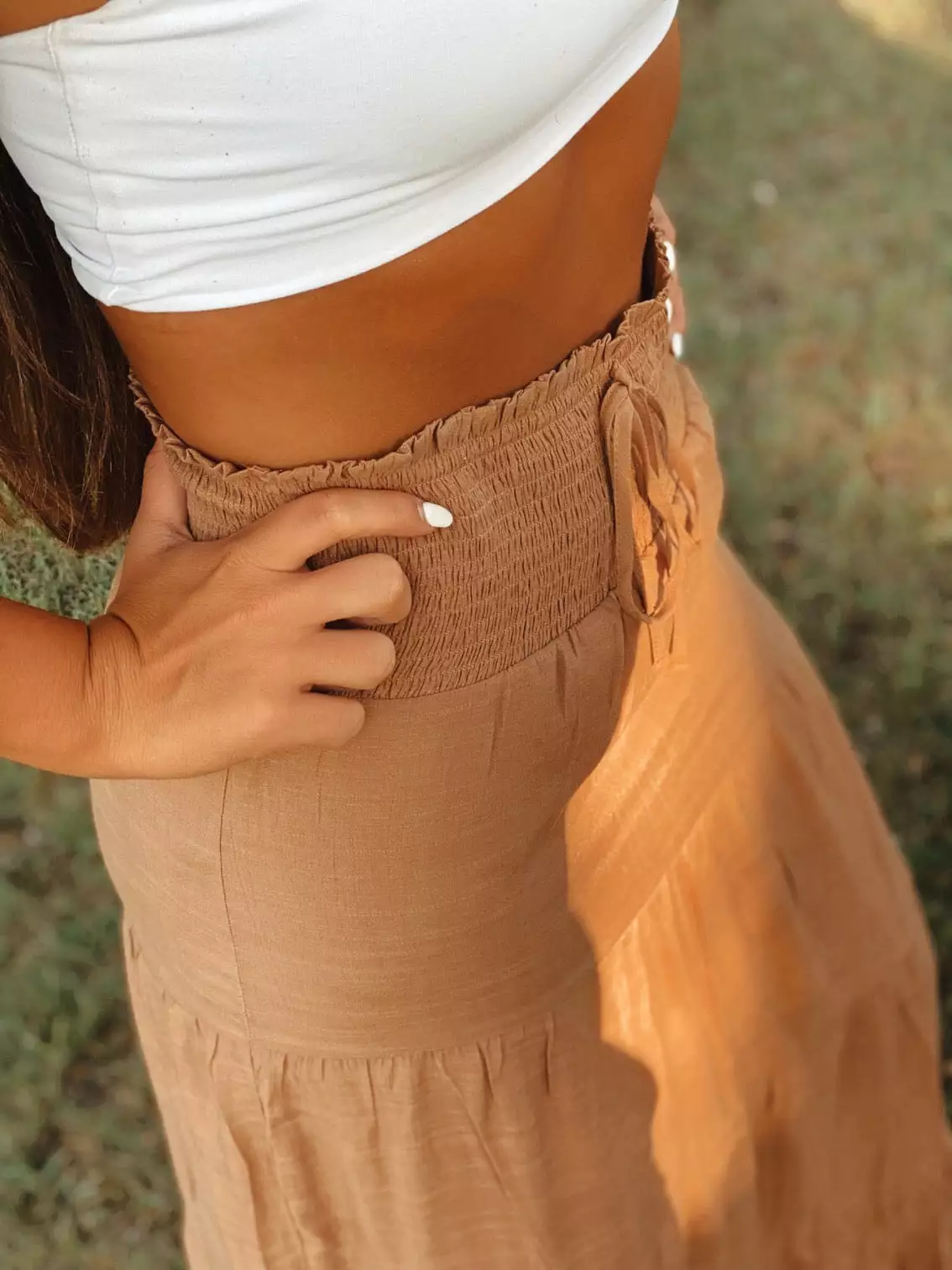 Rust Maxi Skirt - Smocked design.