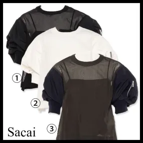 sacai casual style blended fabrics plain short sleeves