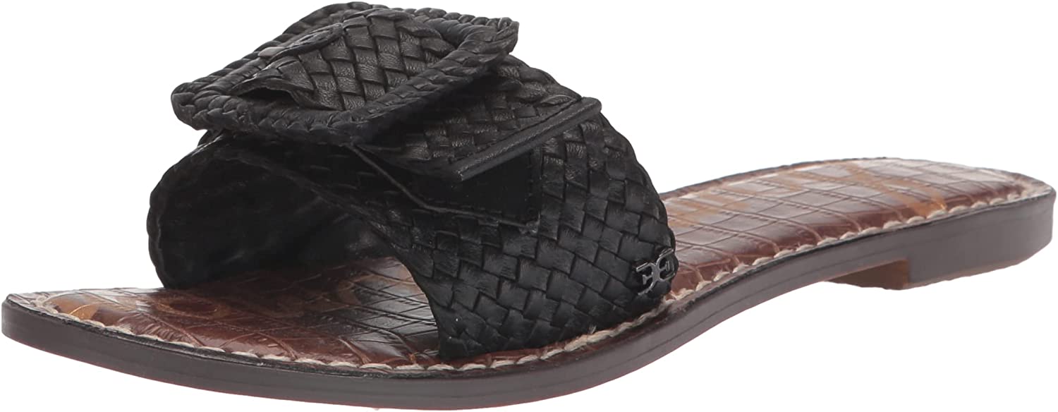 Sam Edelman black leather flat slides sandals