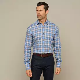 San Antonio Tencel Check Blue Khaki