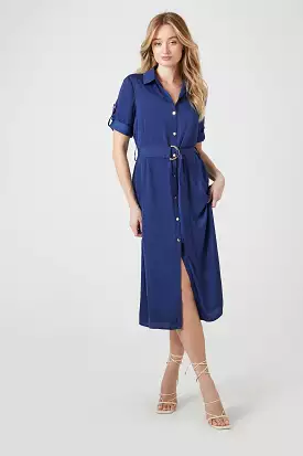 Satin Belted Midi Shirt Dress - SHOP NOW