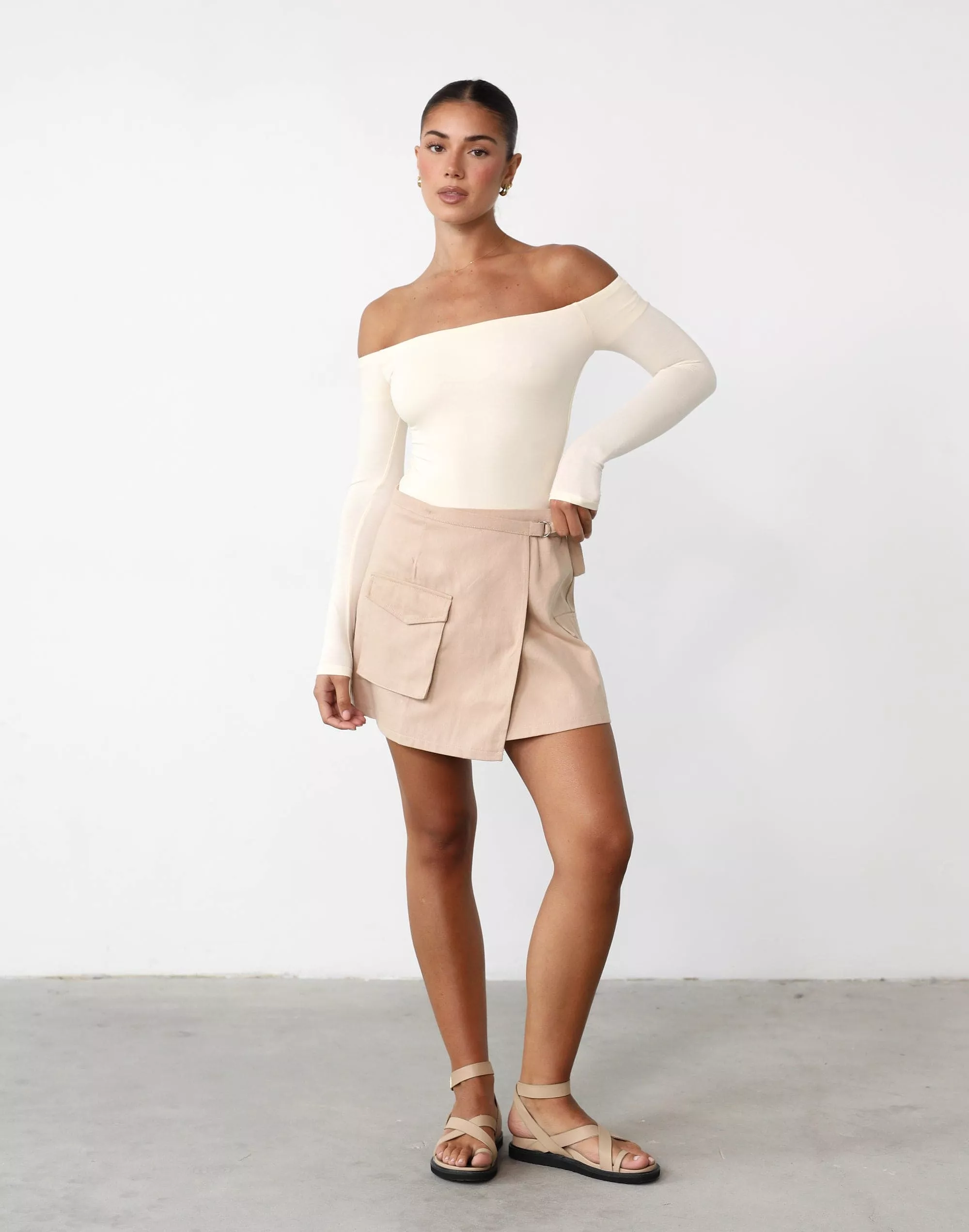 Scottie Almond Mini Skirt.