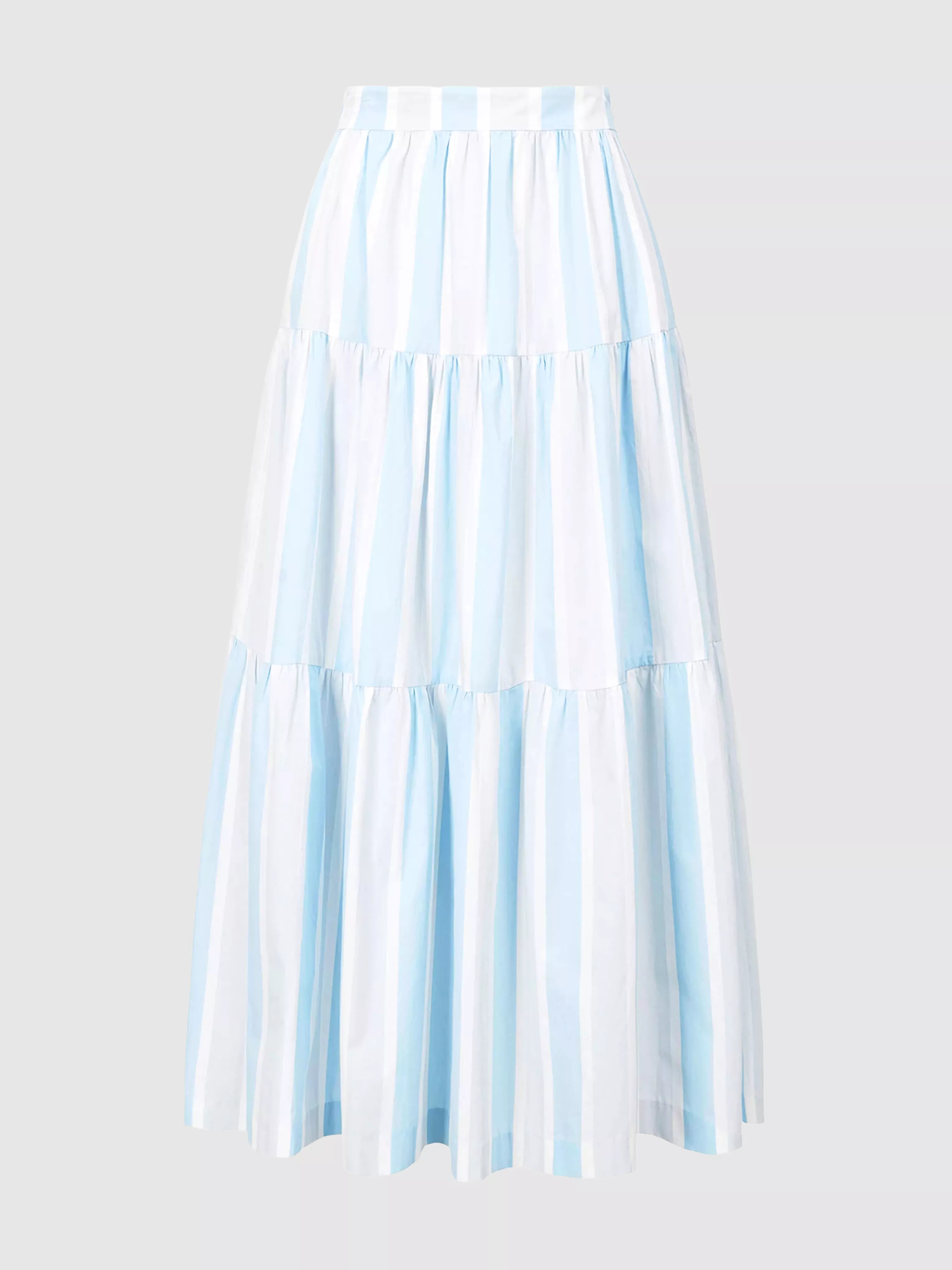 Sea Striped Cotton Maxi Skirt: nautical style blue and white striped long skirt.