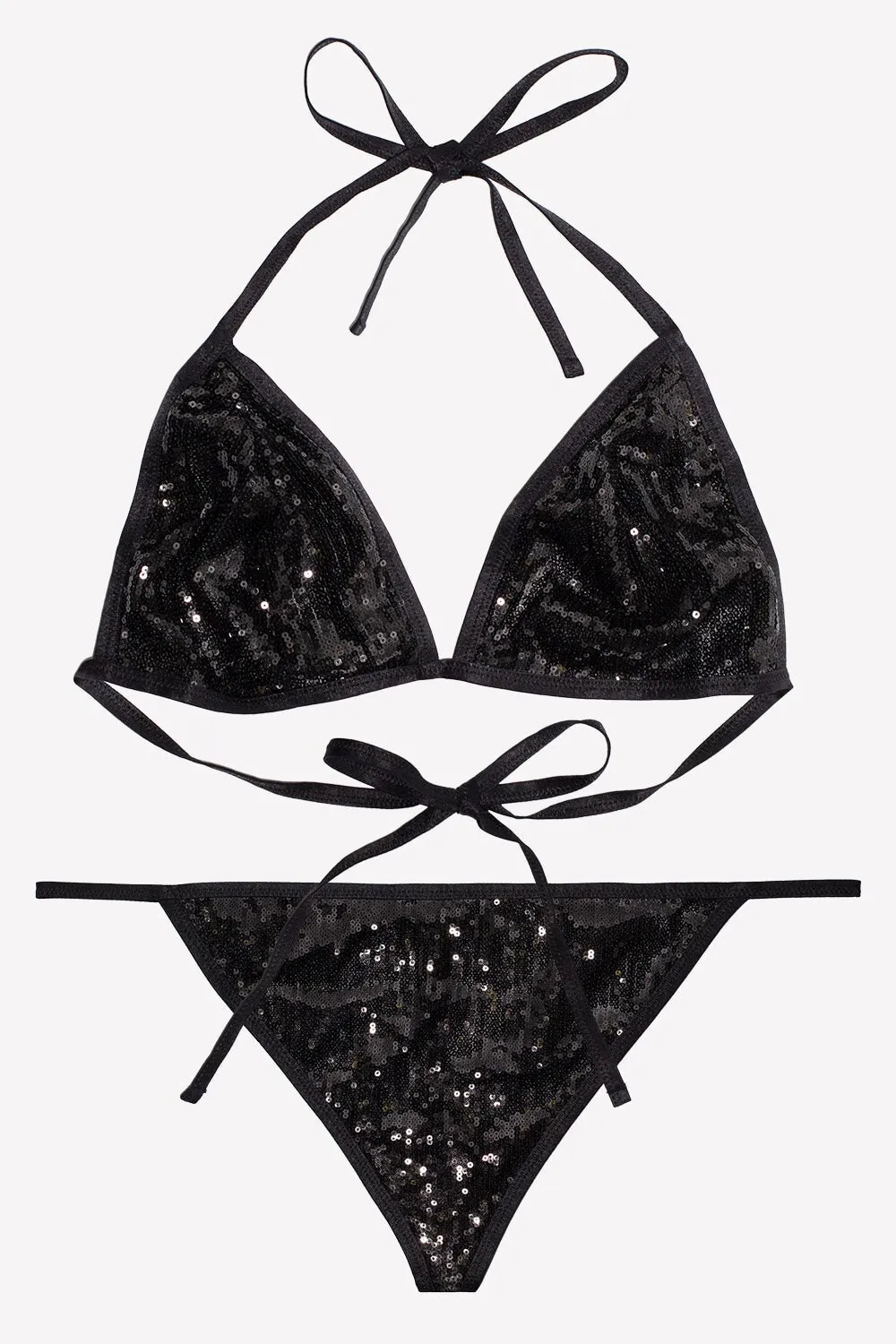 Black Sequin Bra and Panty Set