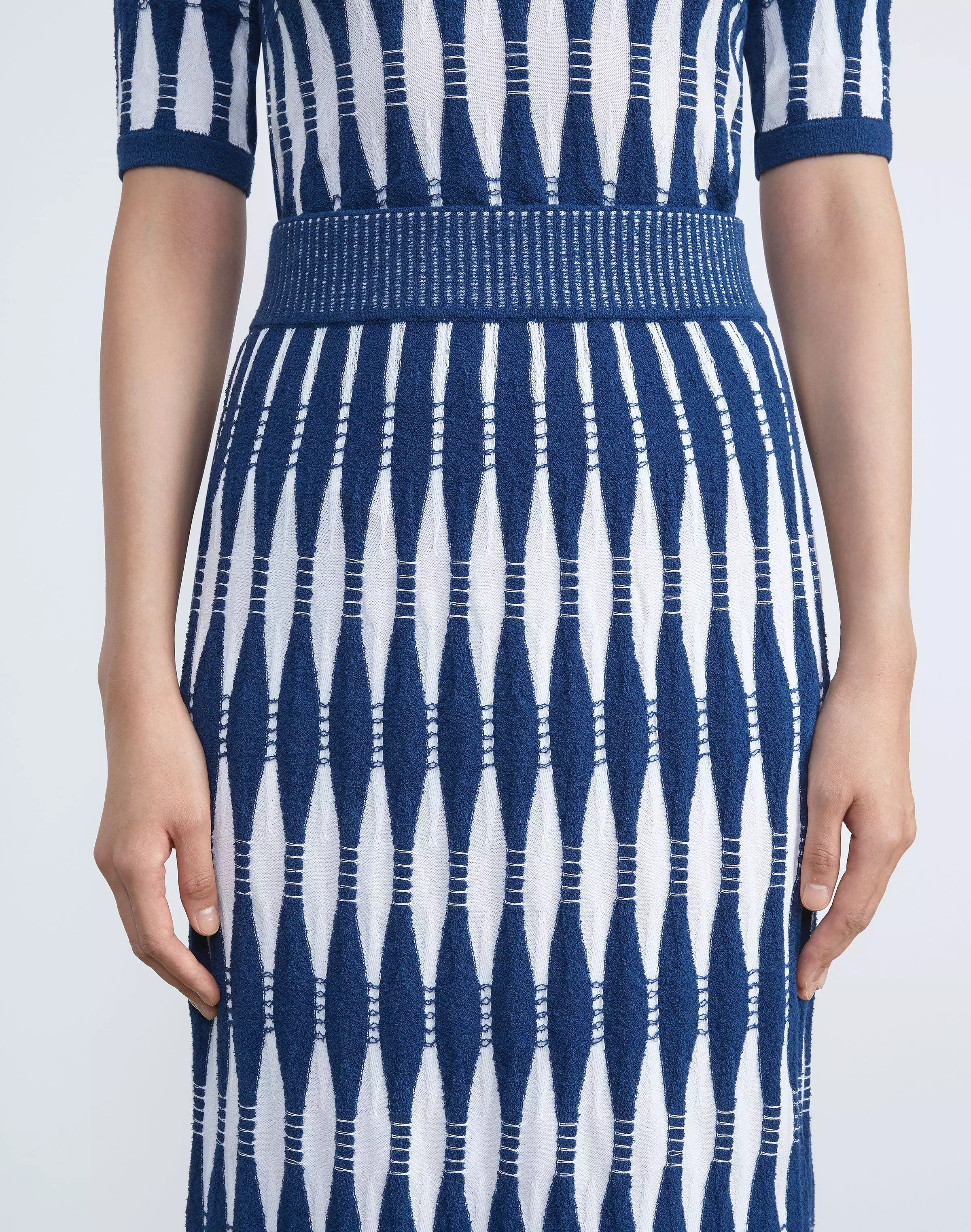 Shibori cotton sweater and midi skirt