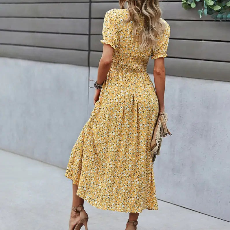 Siena Midi Dress - Floral Print - Midi Dress