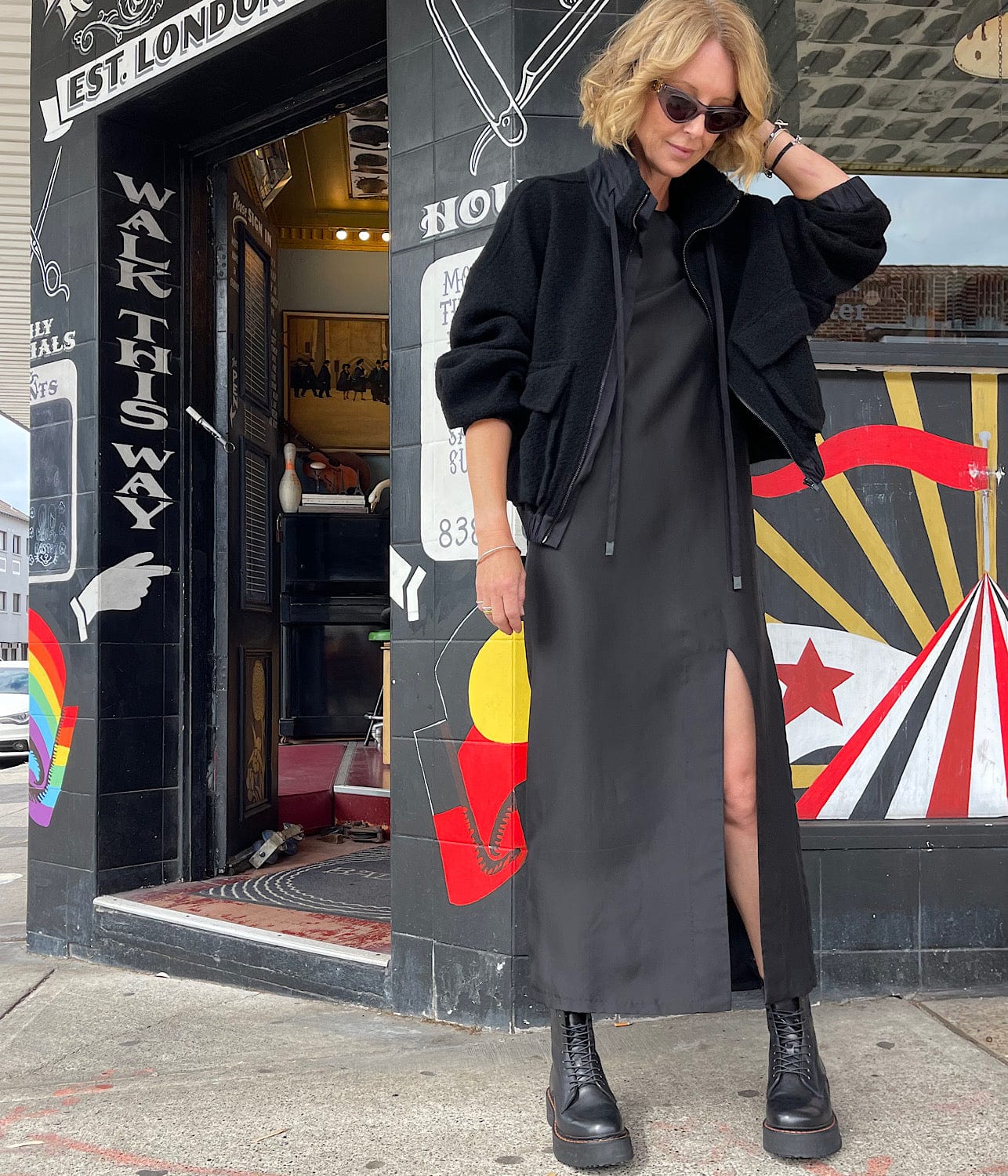 silk tee shirt dress black