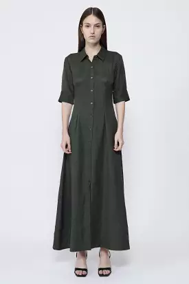 Simkhai Claudine Shirt Midi Dress Army