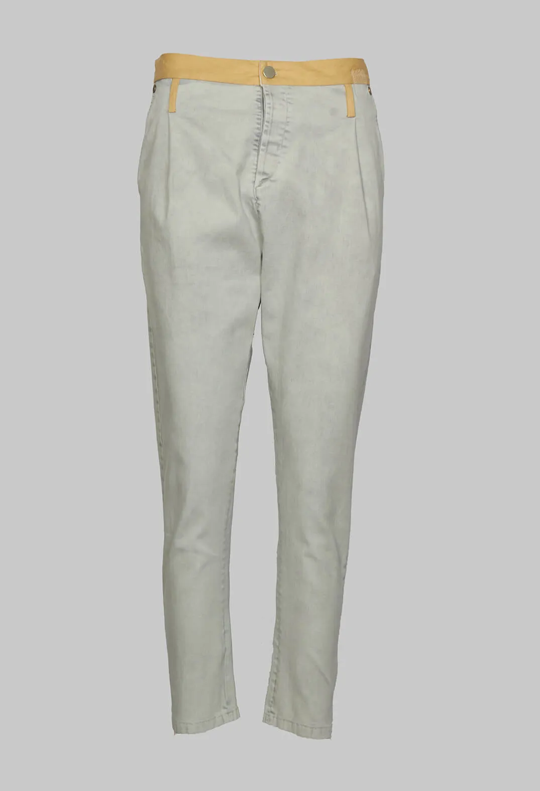 Modern Fit Jeans with Contrasting Waistband in Light Grey