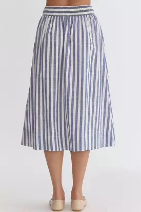 Striped High-Waisted Midi Skirt