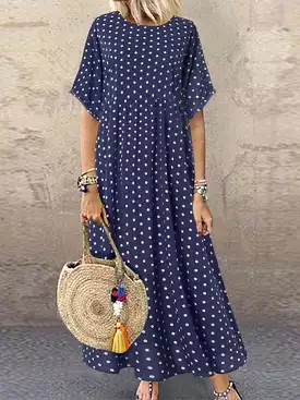 Stylish Maxi Dress for Women in Green, Blue, and Yellow - Elegant, Versatile, and Short Sleeved