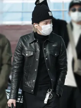 Suga Leather Jacket -> Black Leather Jacket Suga BTS Style