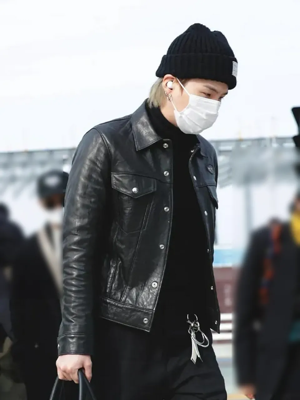 Suga Leather Jacket -> Black Leather Jacket Suga BTS Style