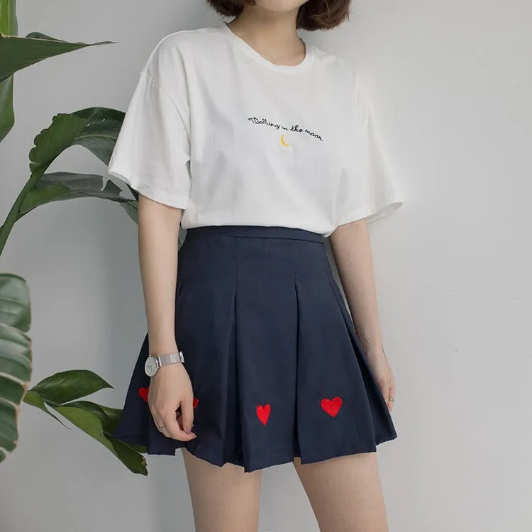 Cute Avocado Embroidery Short Sleeve T-shirt for Women - Summer Style