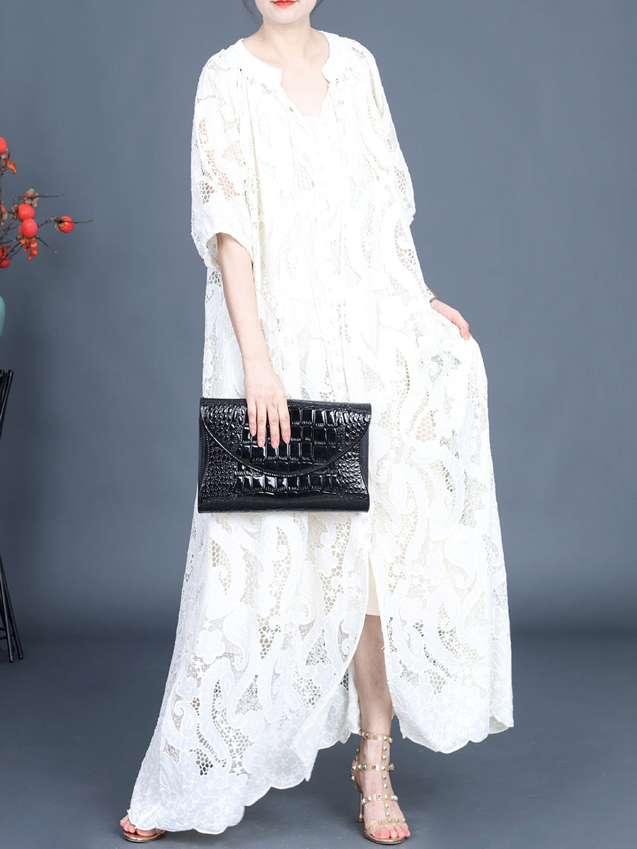 Summer Women's Lace Maxi Dress with Cutout Design, Style KL1050