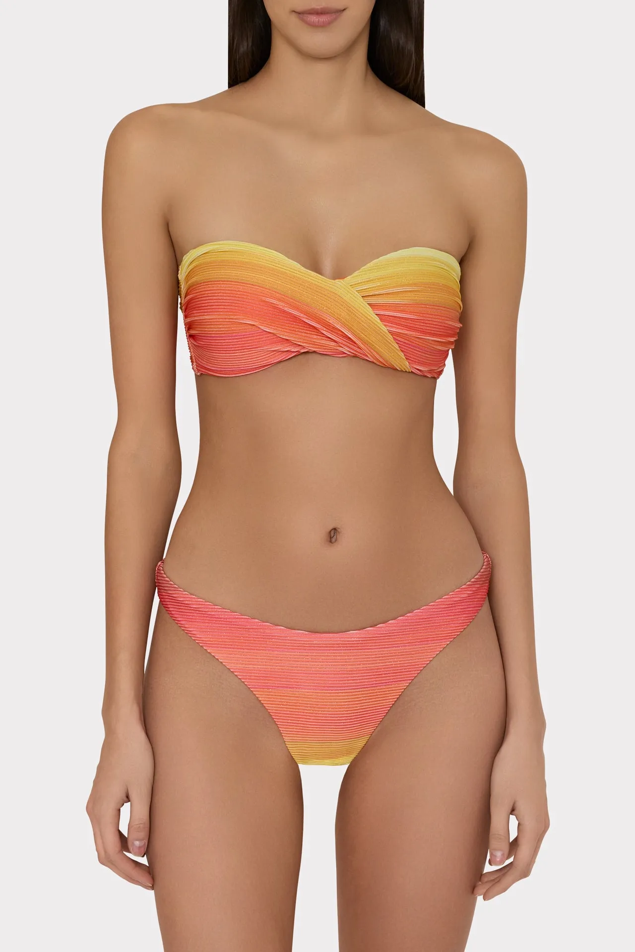 Twist Bandeau Top with Sunset Stripe Pattern