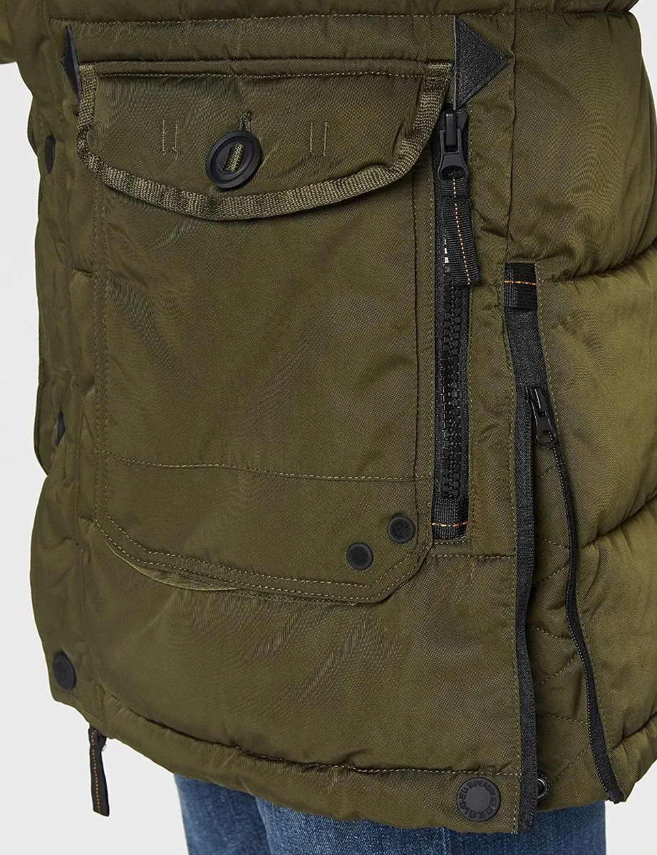 Khaki Long Padded Chinook Jacket by Superdry