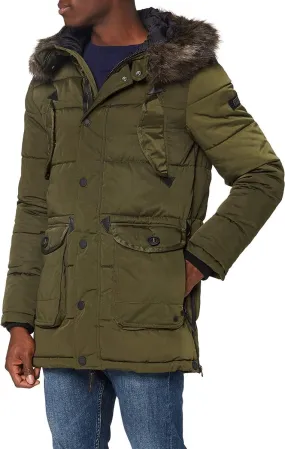 Khaki Long Padded Chinook Jacket by Superdry