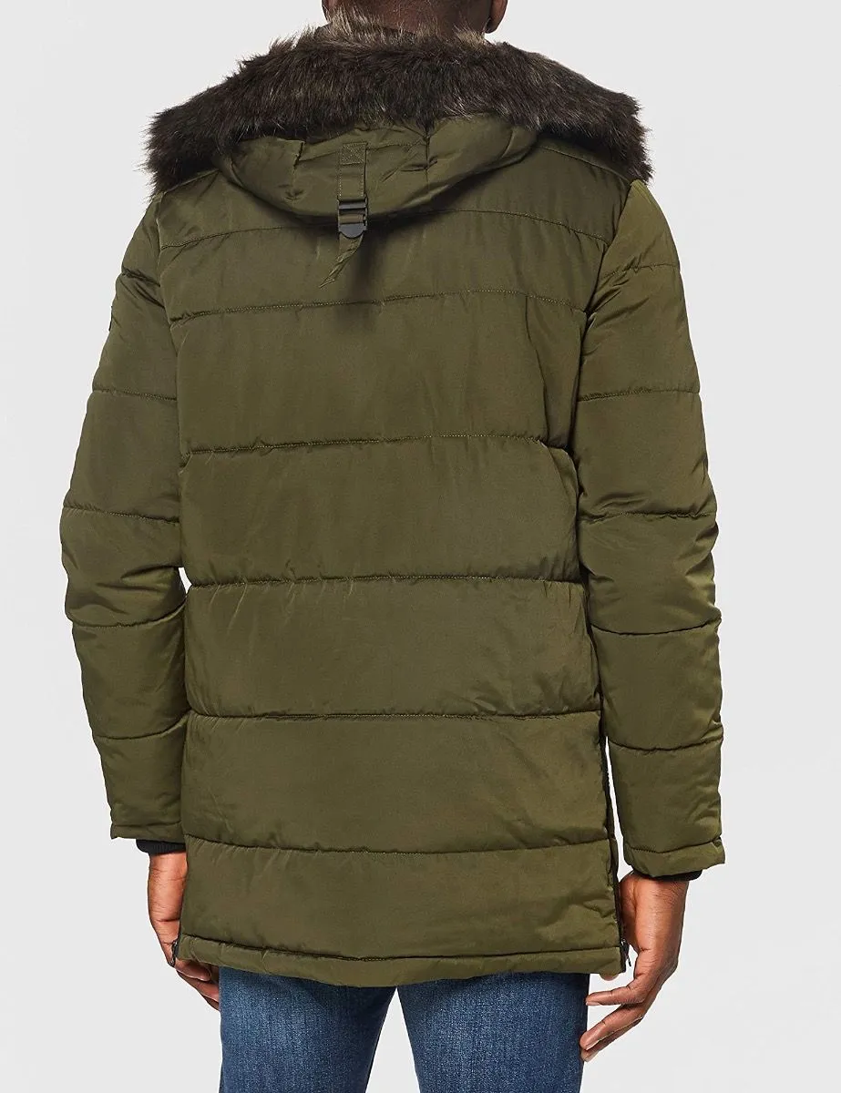 Khaki Long Padded Chinook Jacket by Superdry