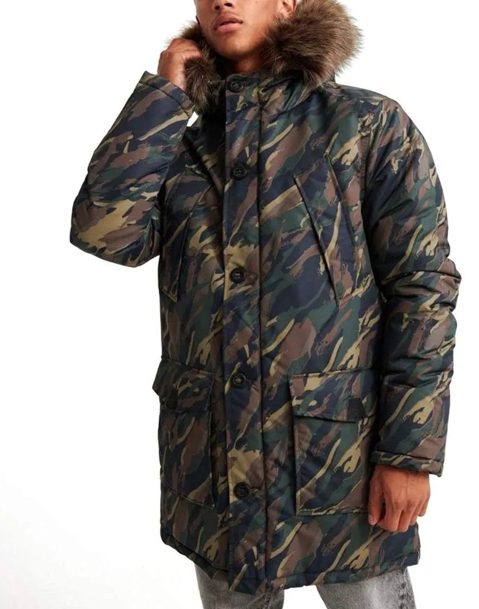 Green Camo Everest Parka Jacket by Superdry