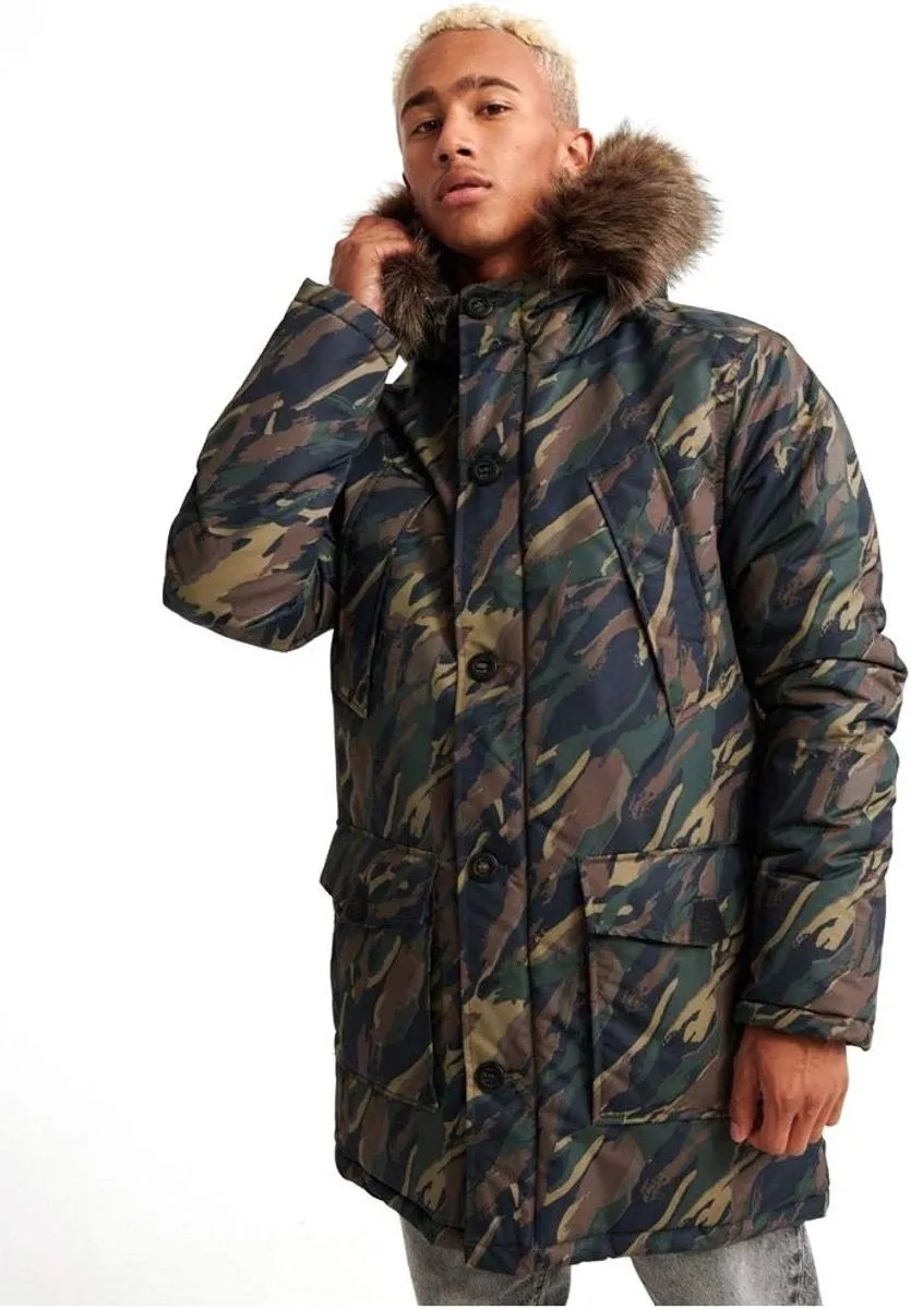 Green Camo Everest Parka Jacket by Superdry