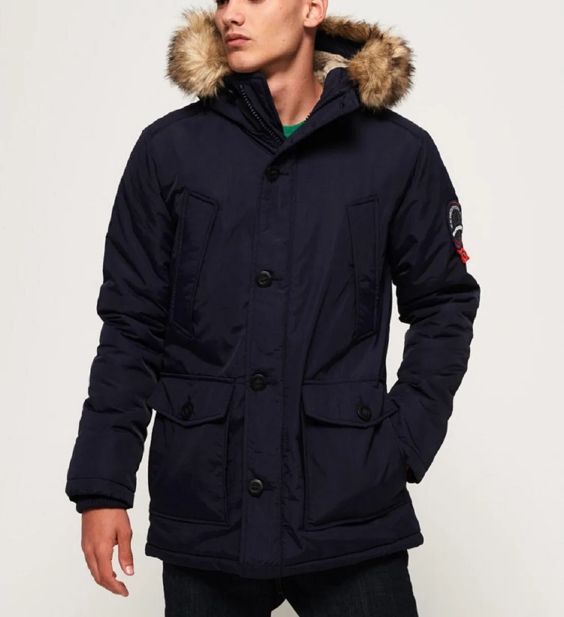 Superdry Men's Hooded Everest Puffer Jacket in Navy Blue