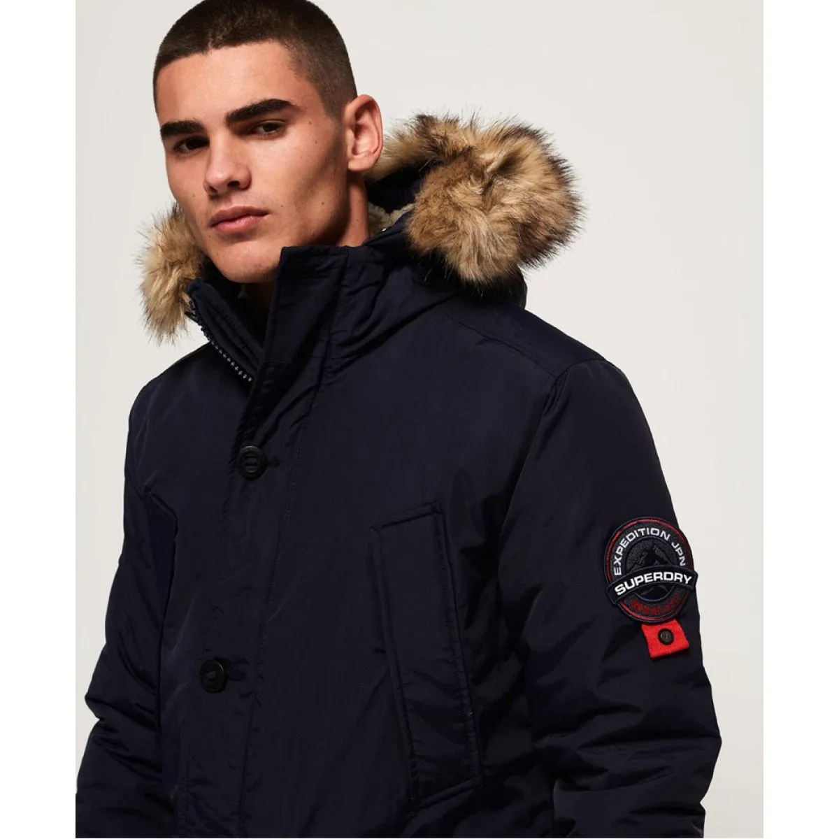 Superdry Men's Hooded Everest Puffer Jacket in Navy Blue