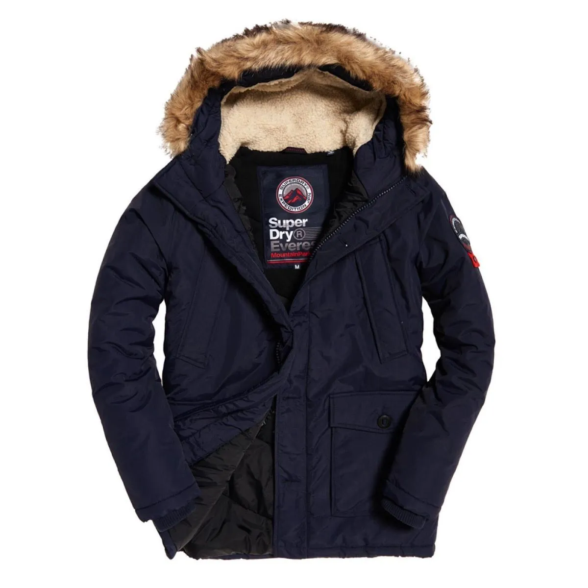 Superdry Men's Hooded Everest Puffer Jacket in Navy Blue