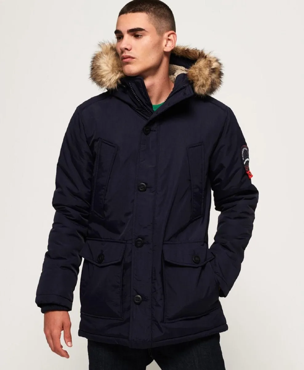 Superdry Men's Hooded Everest Puffer Jacket in Navy Blue