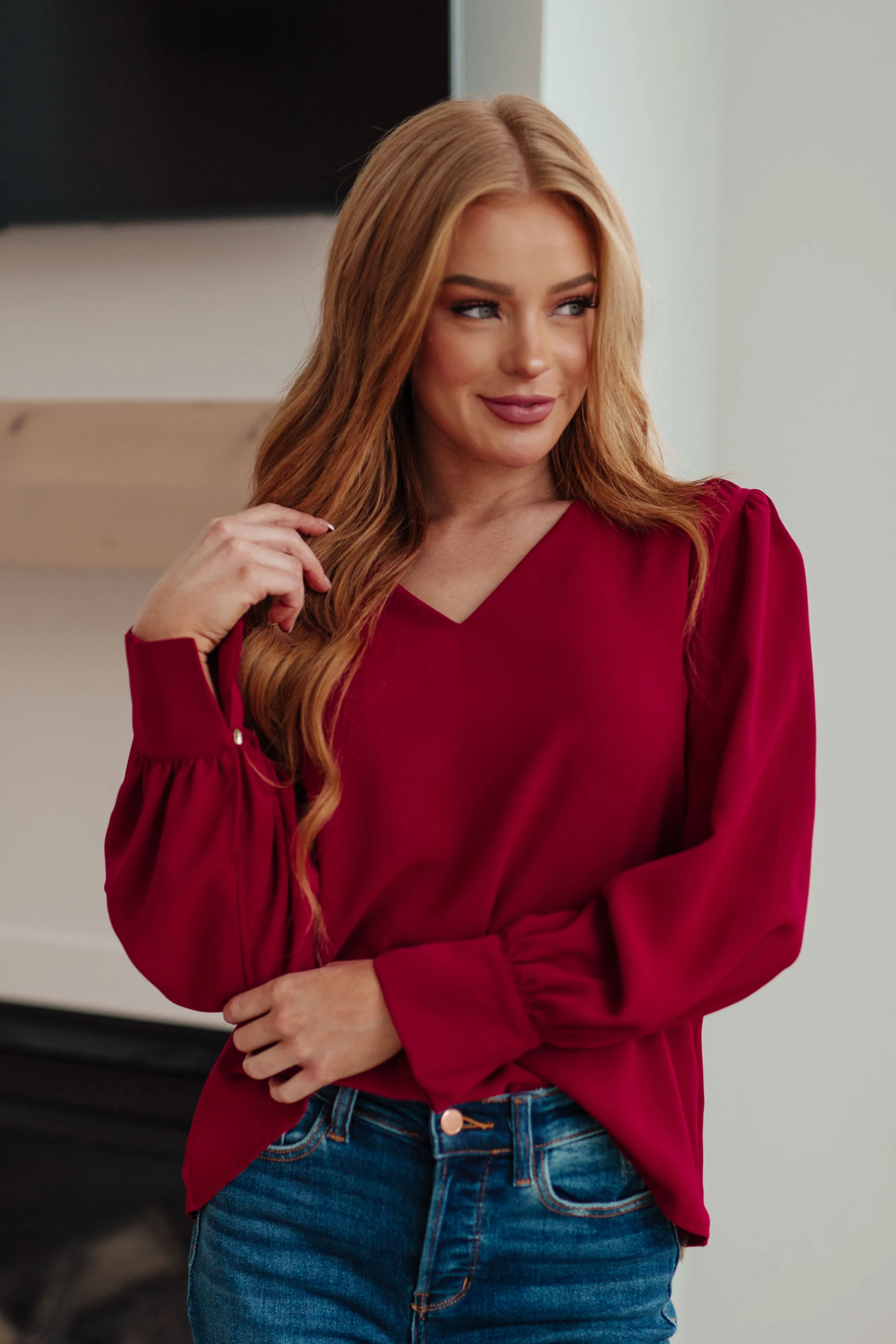 Suzanne V-Neck Blouse can be rewritten as Women's V-Neck Blouse - Suzanne for better search engine optimization.